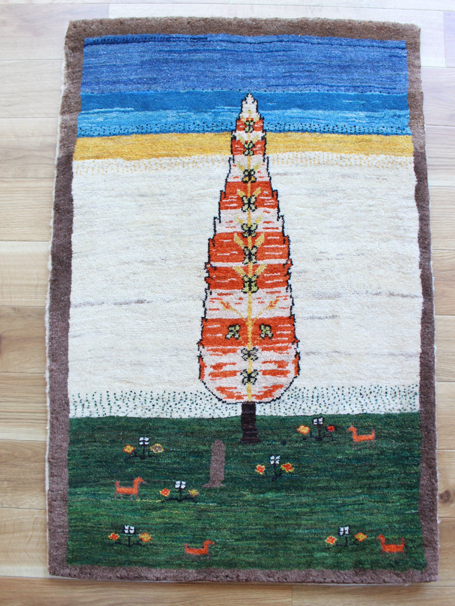 <出張中ギャッベ> Entrance Mini (93cm×65cm) 202311051