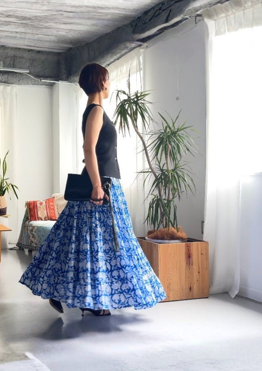 Majestic Flow Skirt 【Botanical Blue】