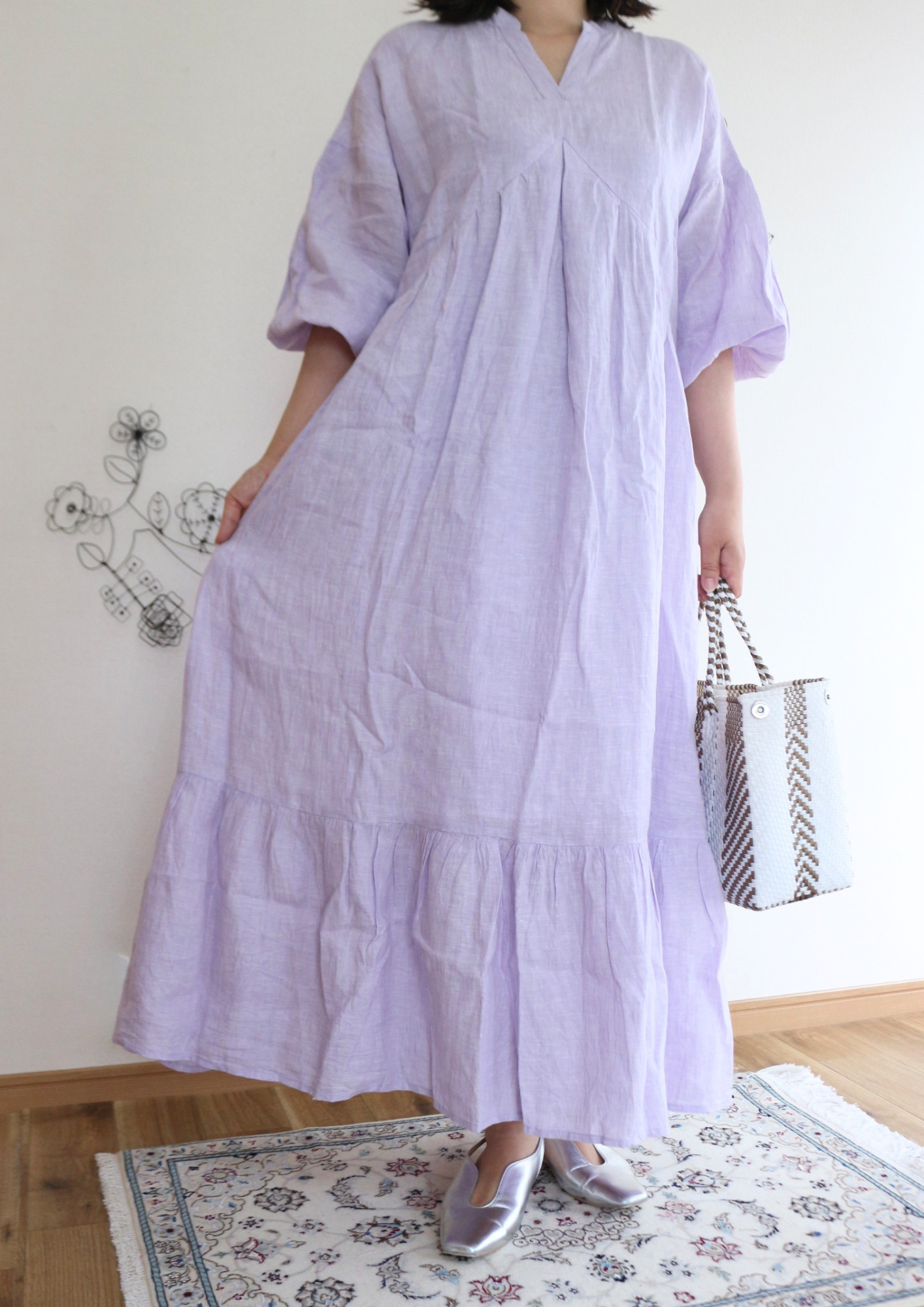 Uttam Series 高級リネンワンピース POWDER BLUE