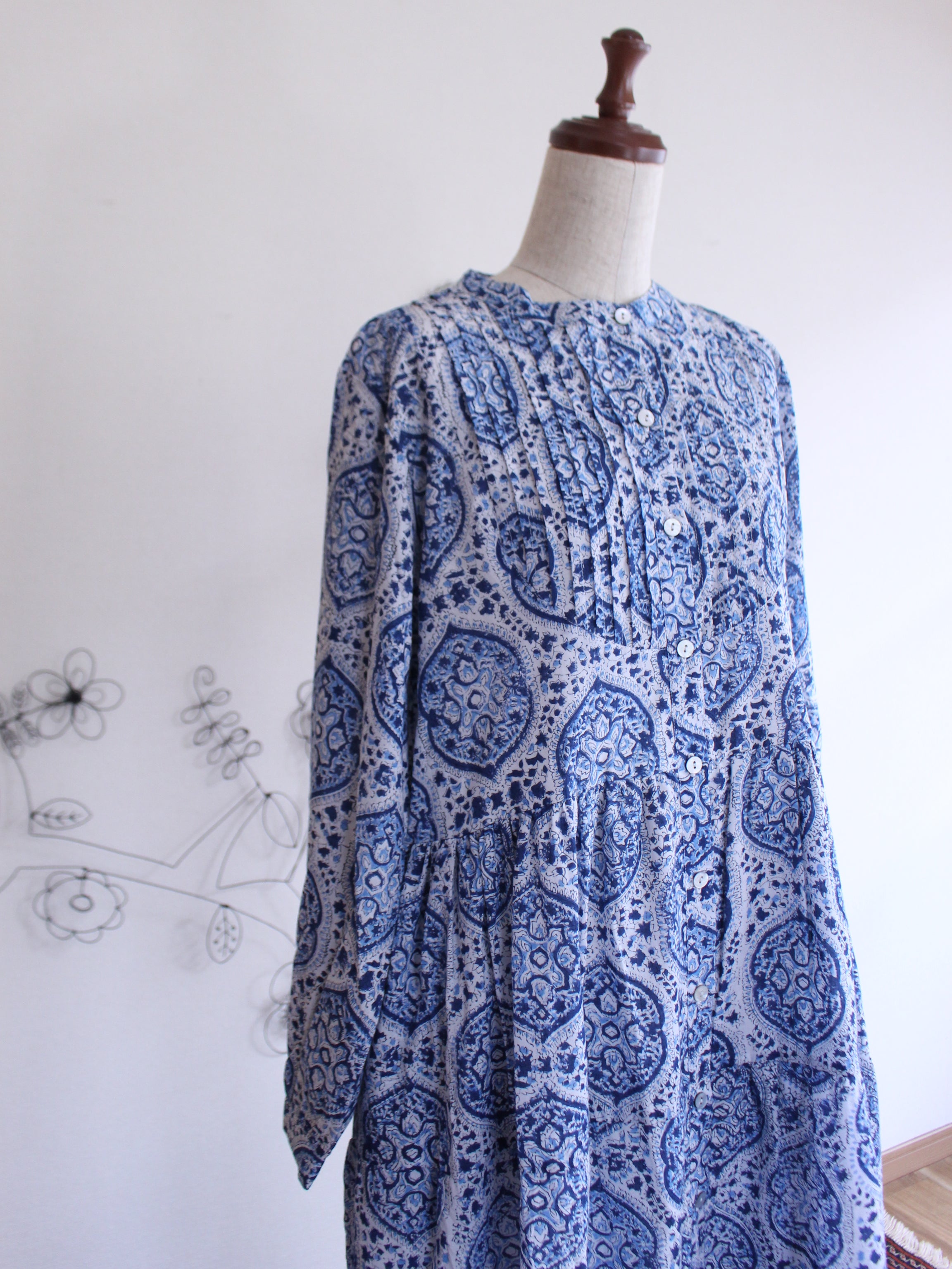 カンタキルト×ブロックプリントワンピース　no215 カンタキルト×ブロックプリントワンピース no215