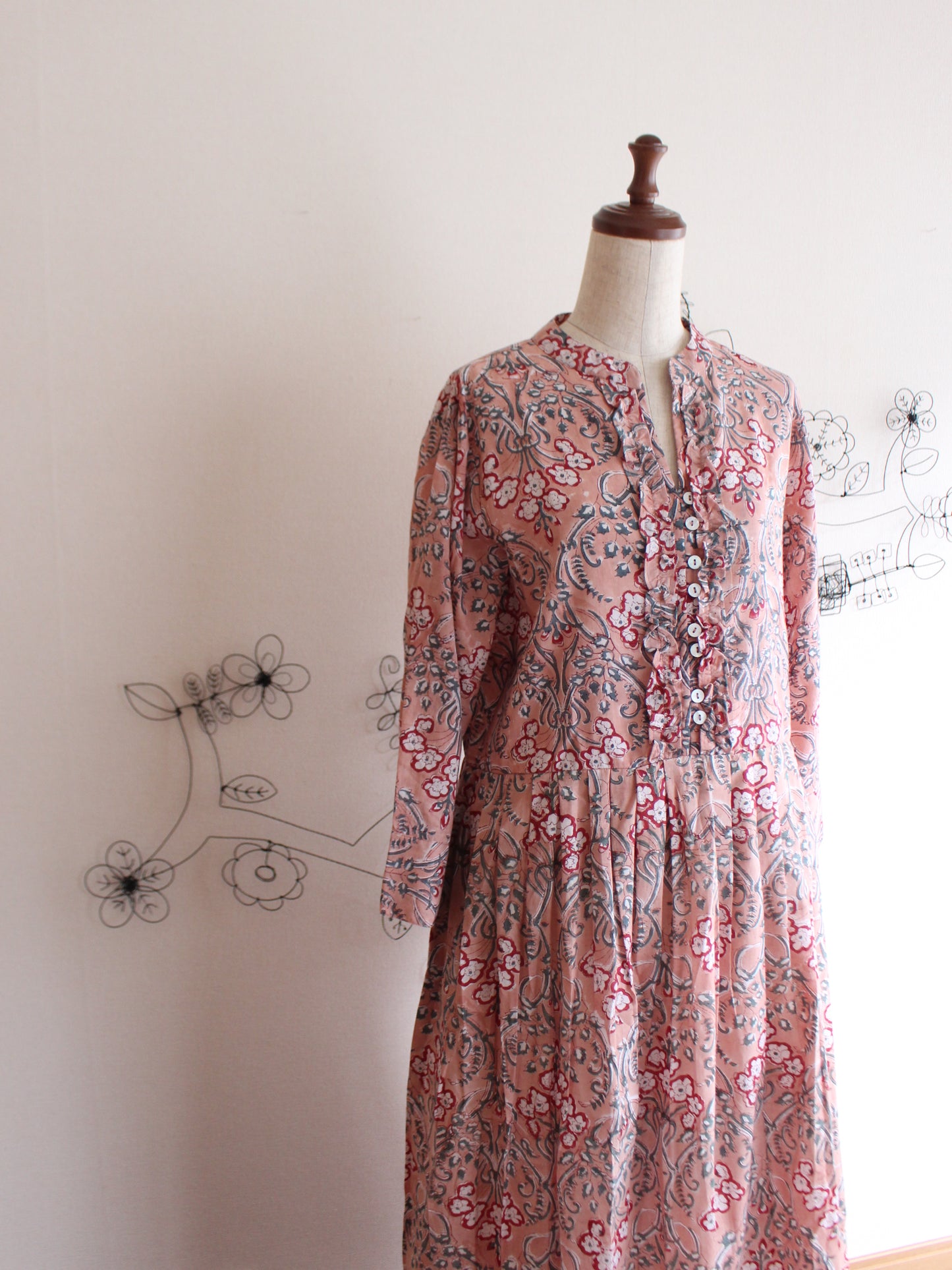 【シュリンプピンク】大人上品フリルワンピース