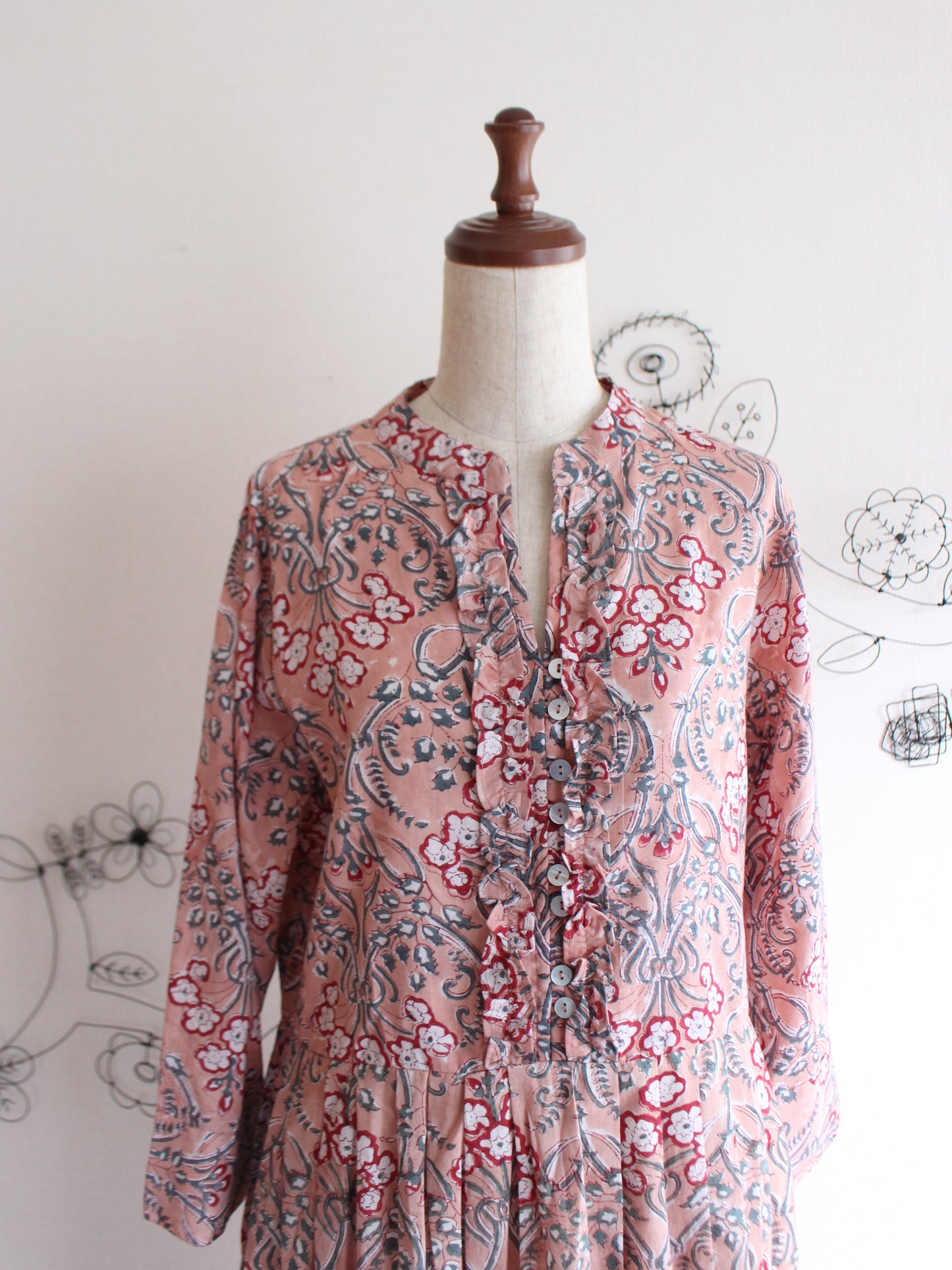 【シュリンプピンク】大人上品フリルワンピース