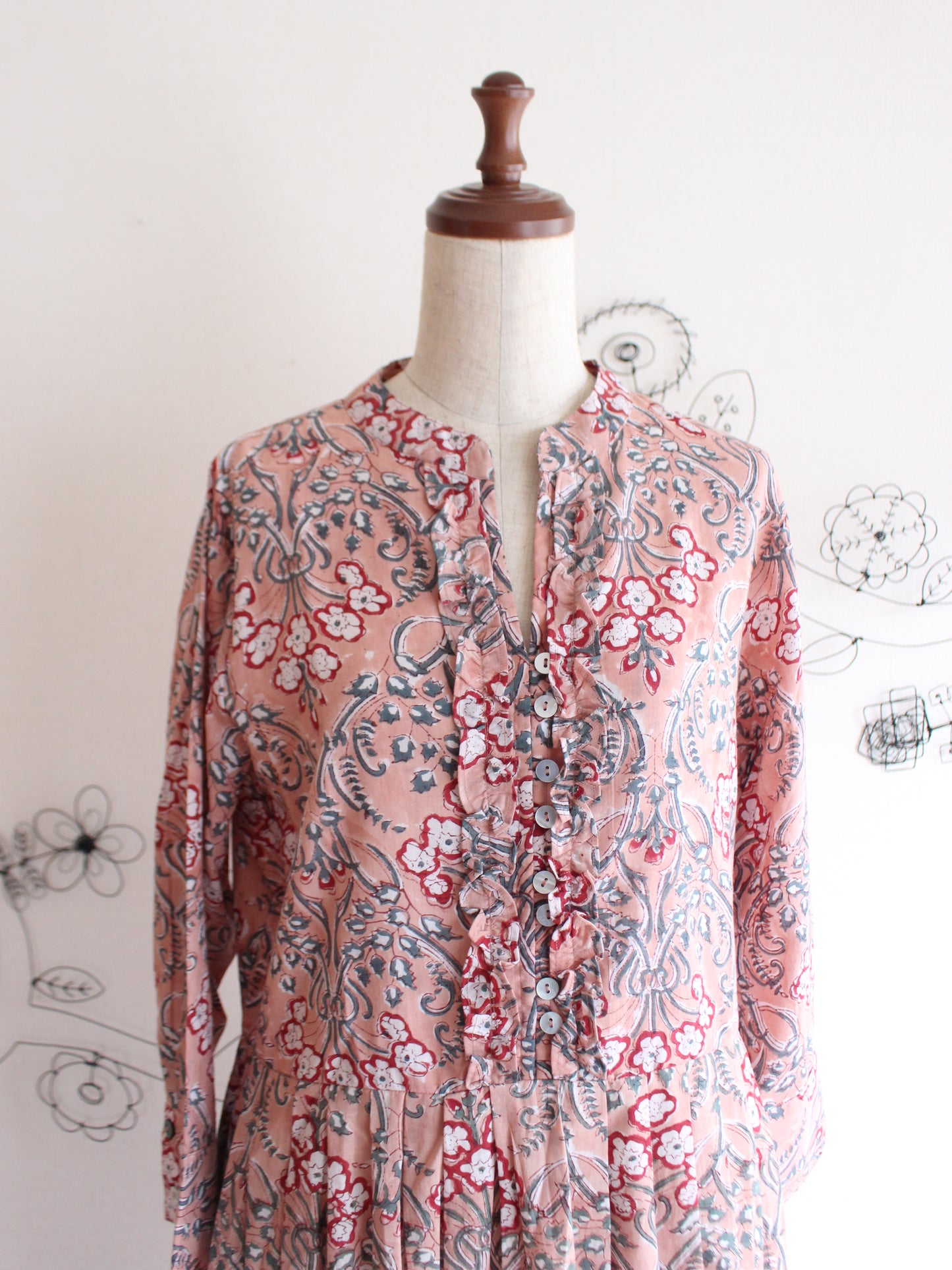 【シュリンプピンク】大人上品フリルワンピース