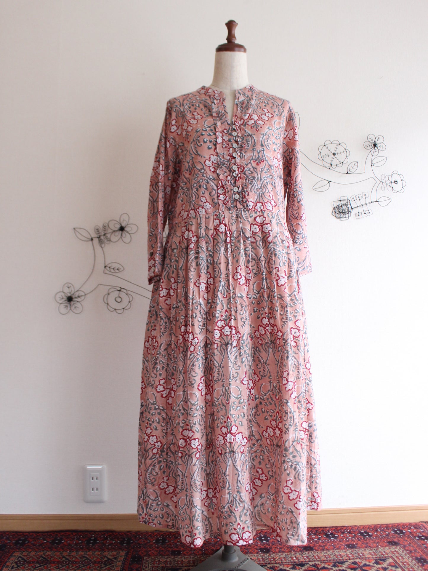 【シュリンプピンク】大人上品フリルワンピース