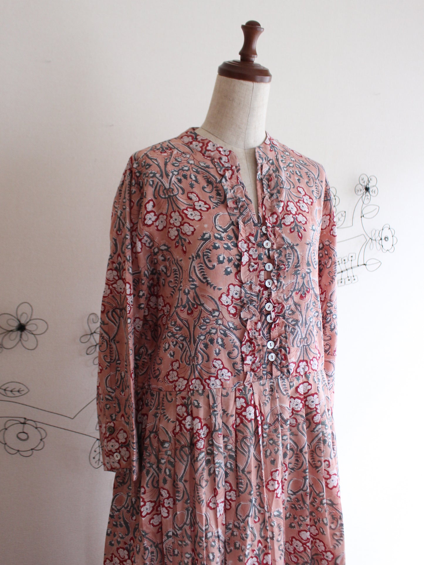 【シュリンプピンク】大人上品フリルワンピース