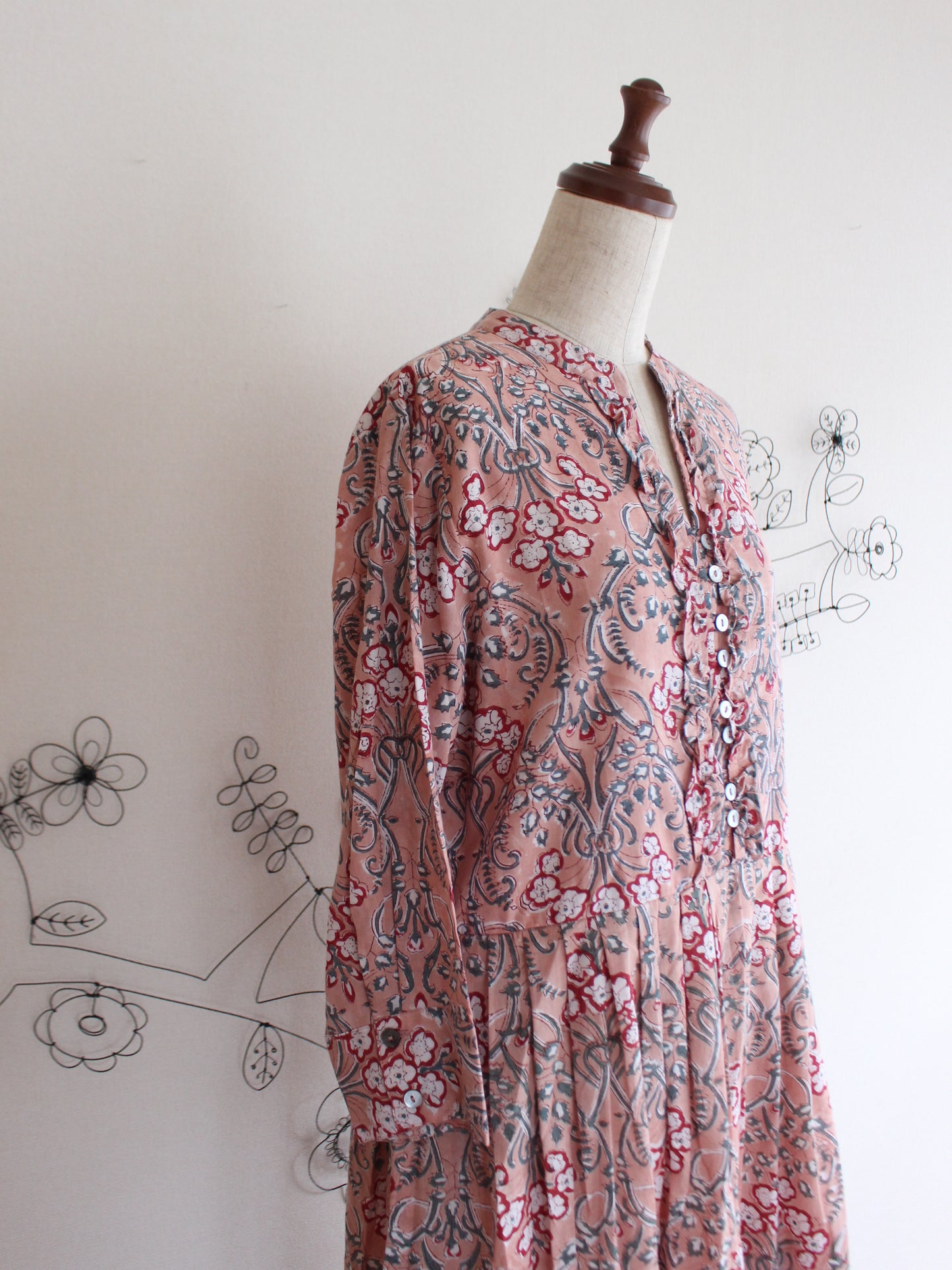 【シュリンプピンク】大人上品フリルワンピース