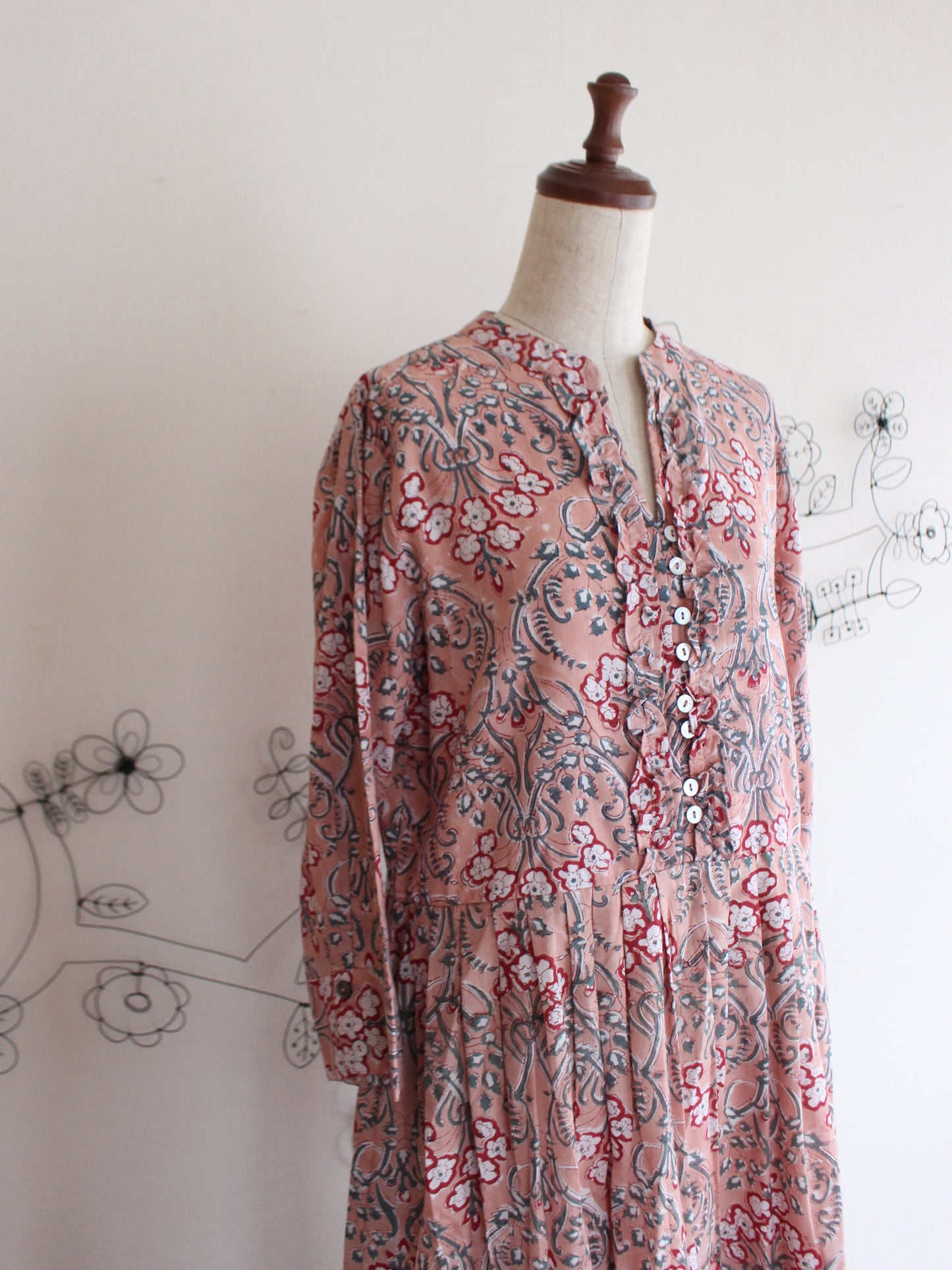 【シュリンプピンク】大人上品フリルワンピース