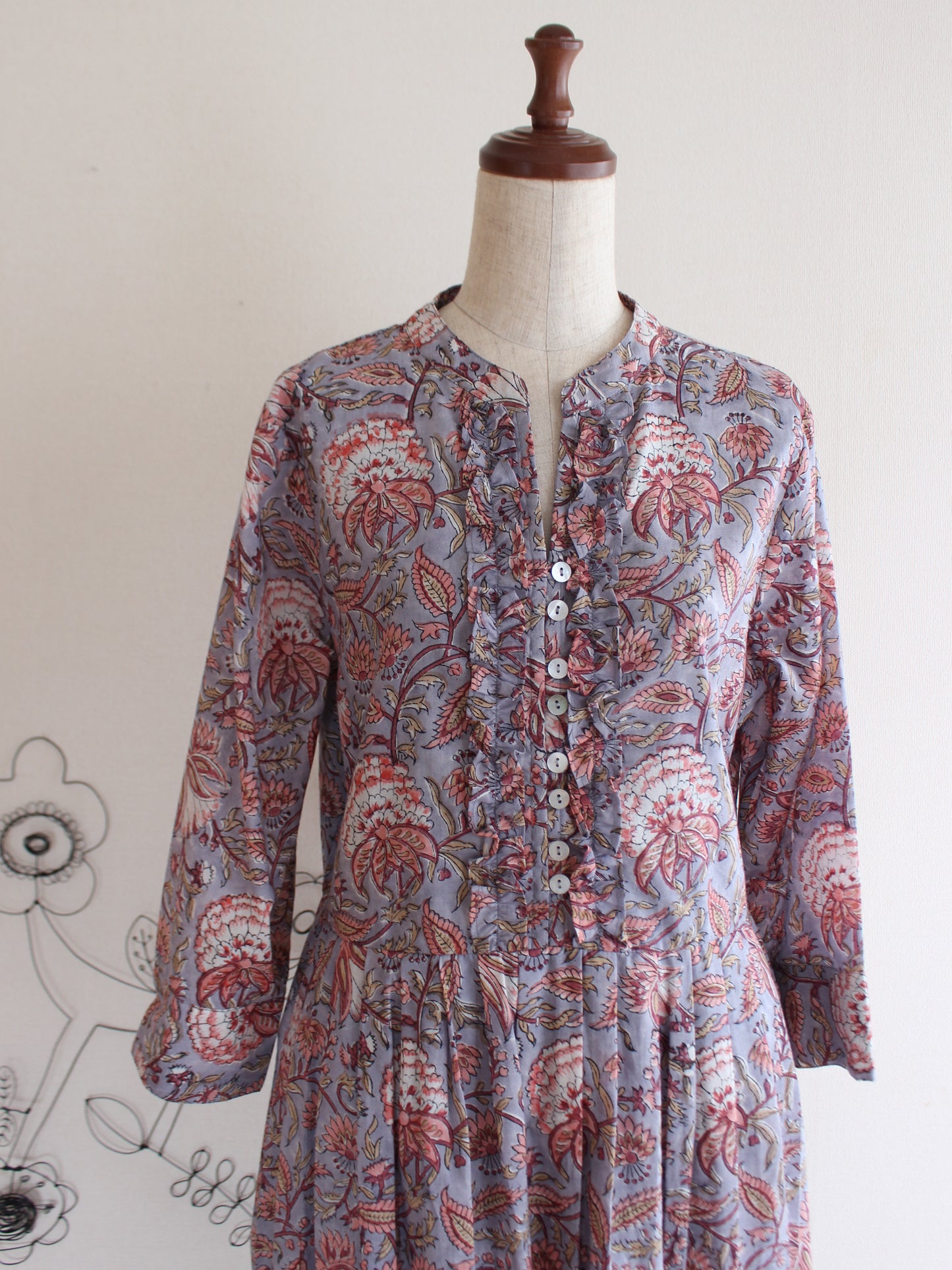 【ピンク牡丹】大人の上品フリルワンピース