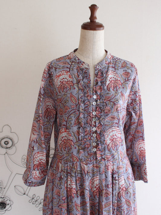 【ピンク牡丹】大人の上品フリルワンピース