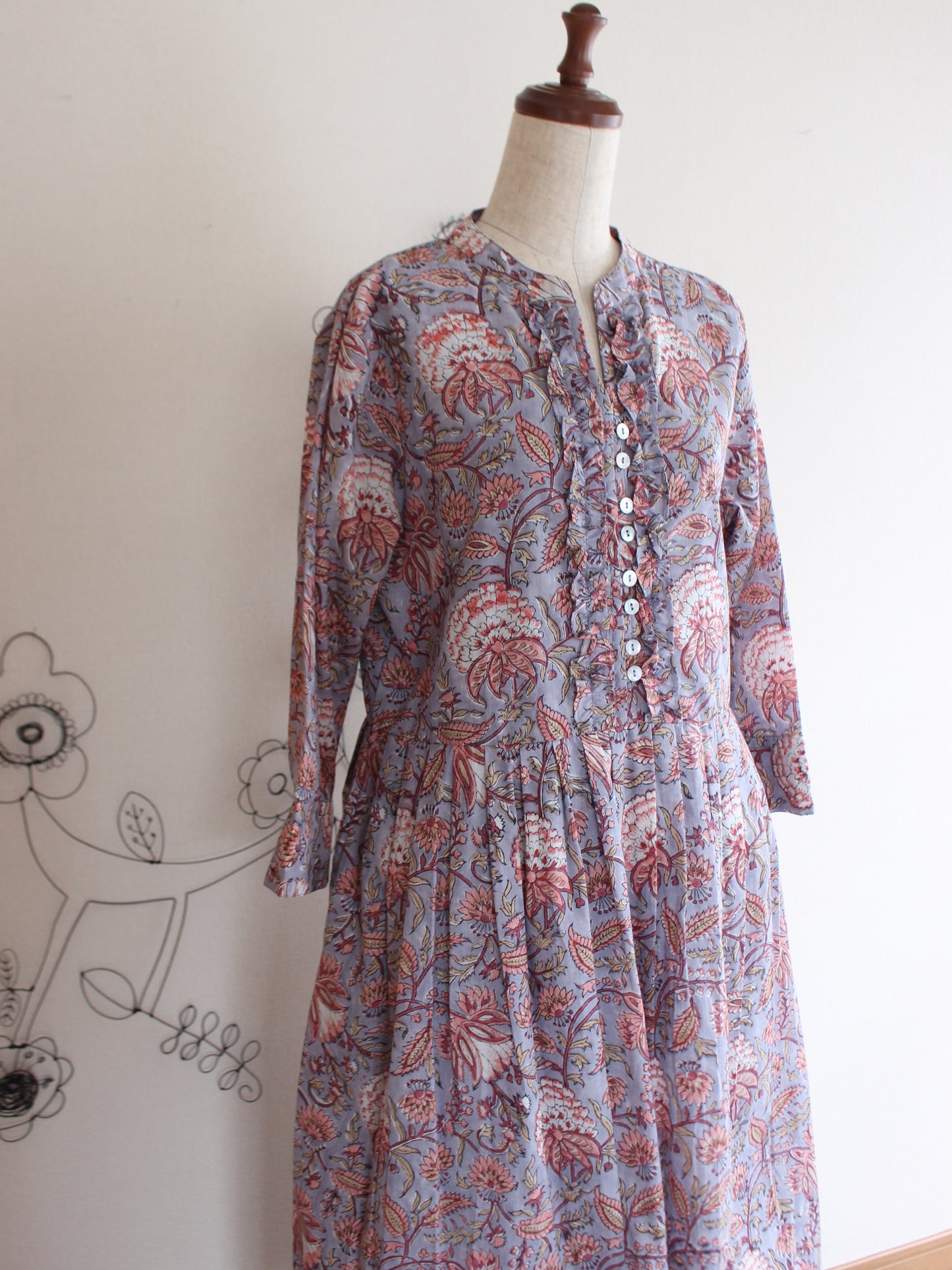 【ピンク牡丹】大人の上品フリルワンピース