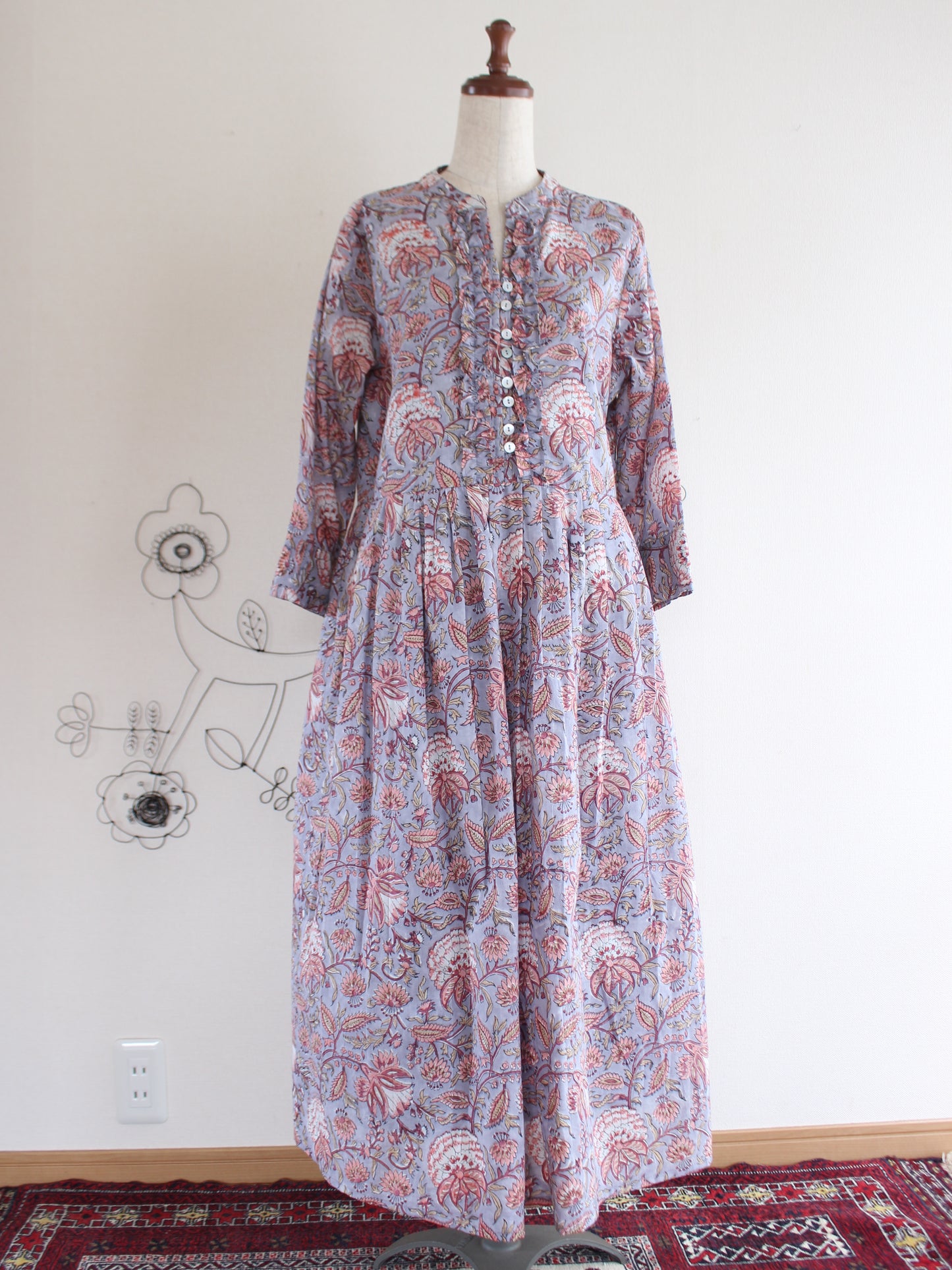 【ピンク牡丹】大人の上品フリルワンピース