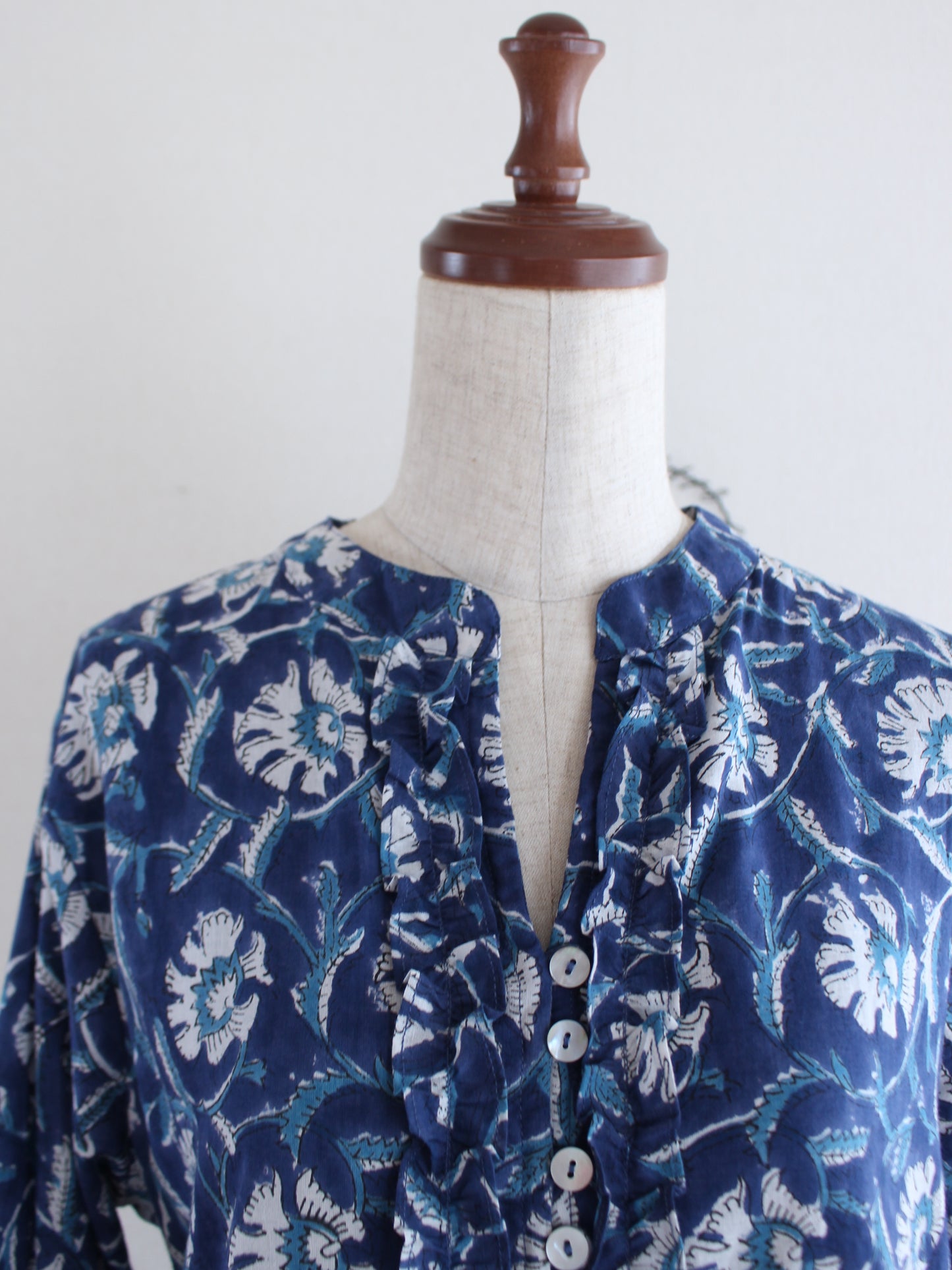 【大人ブルー】大人の上品フリルワンピース