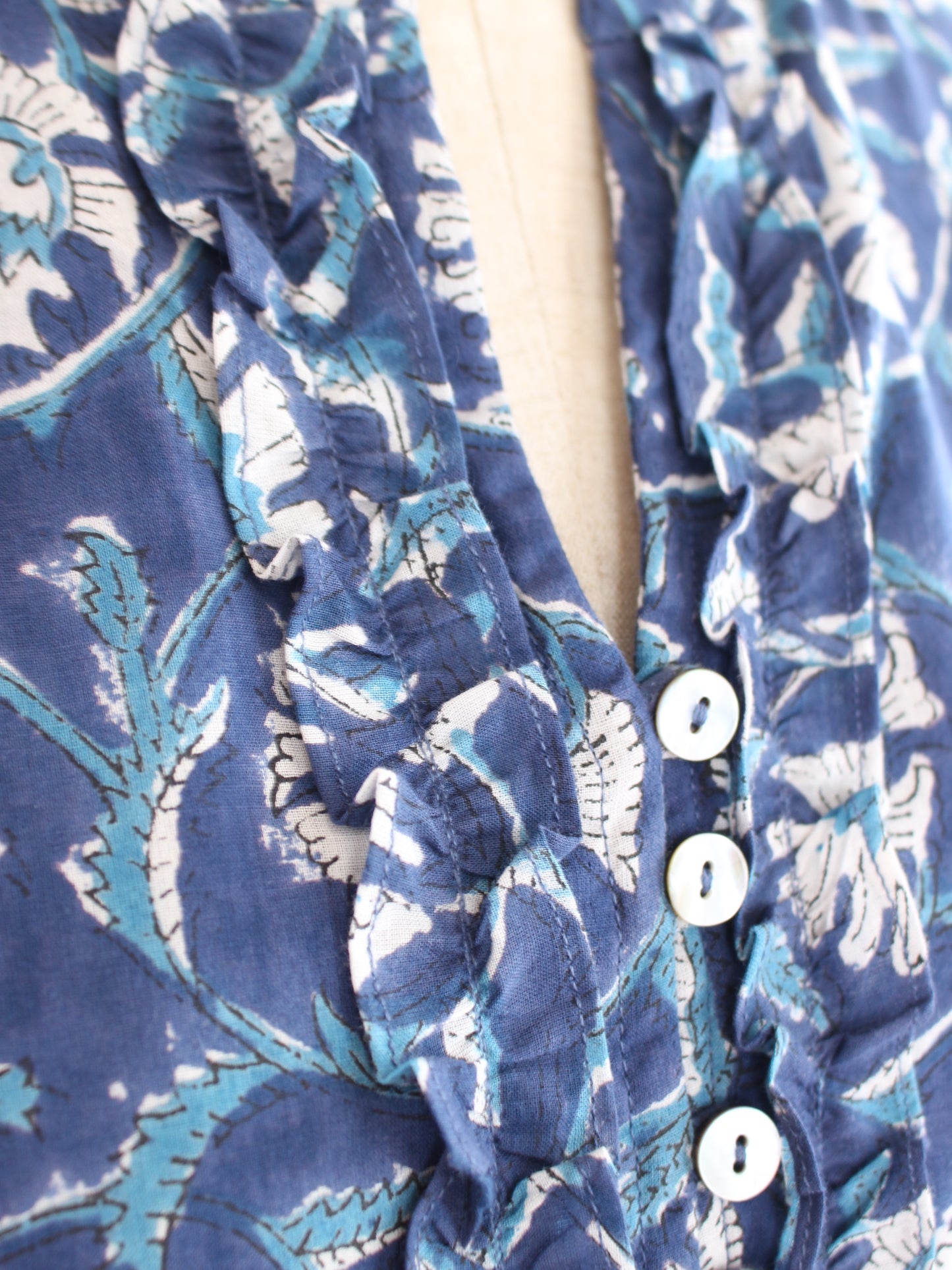 【大人ブルー】大人の上品フリルワンピース