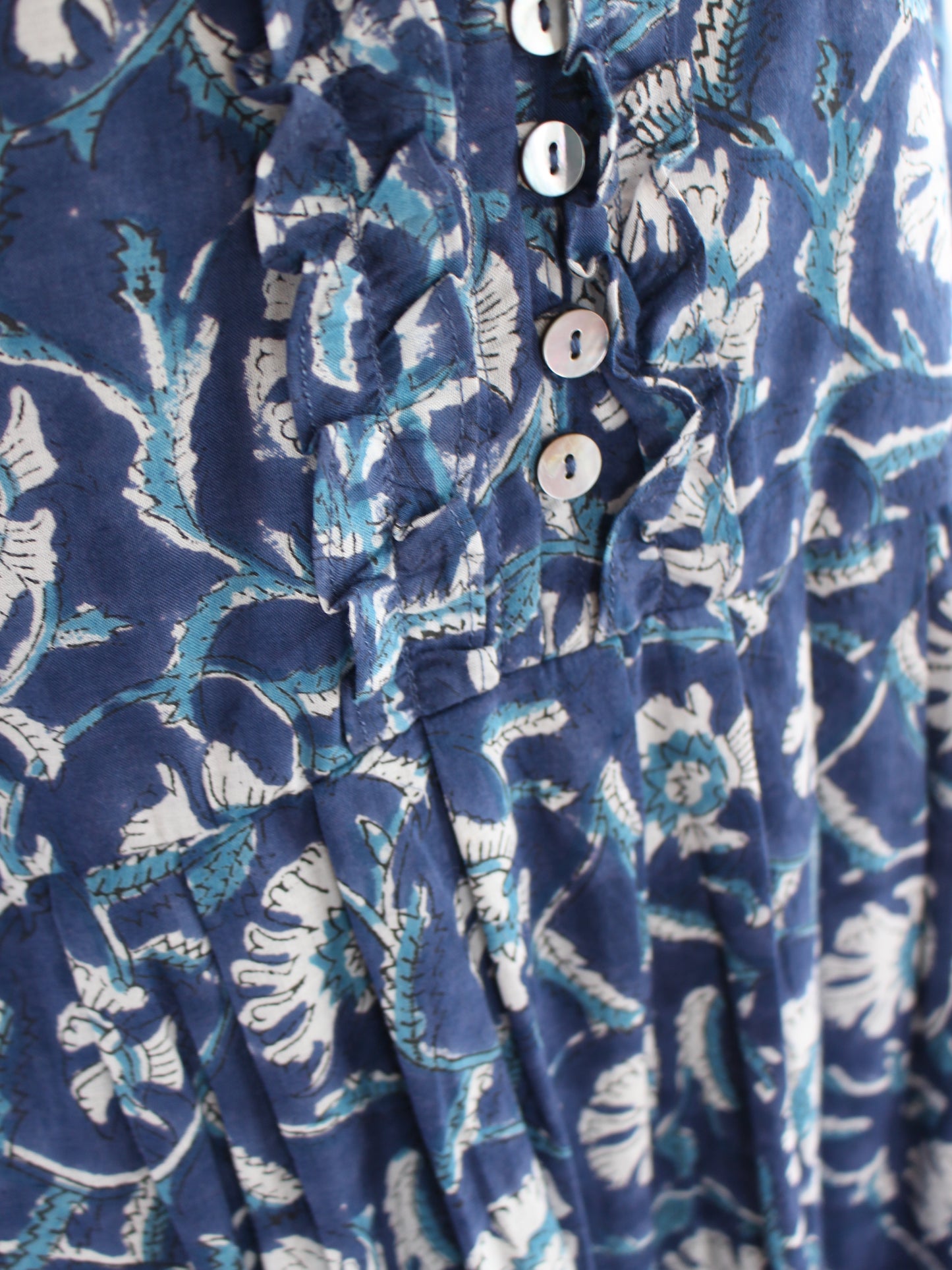 【大人ブルー】大人の上品フリルワンピース