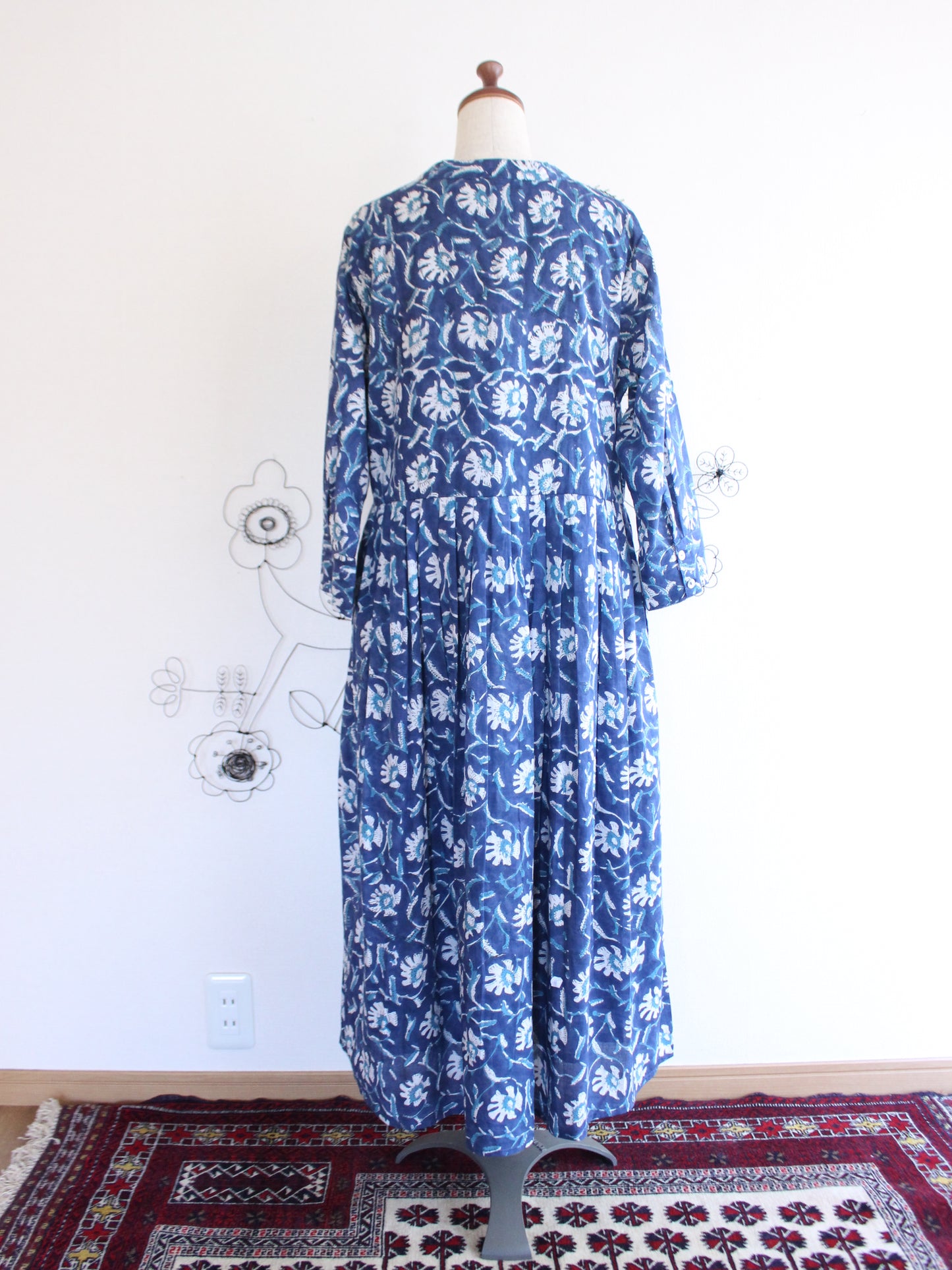 【大人ブルー】大人の上品フリルワンピース