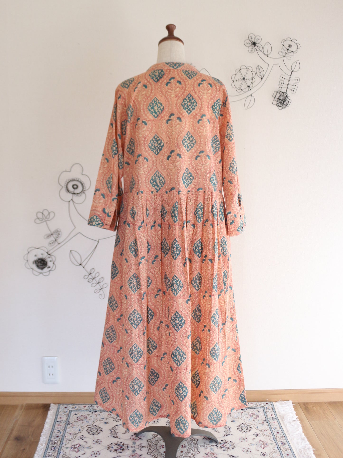 七分丈【大人上品フリル】コーラルオレンジ